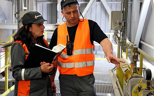 Two production workers on the shopfloor